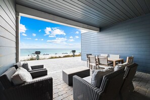 Outdoor dining - The Beachfront Haven|Private Beach Access|Gulf Front Villa with Rooftop Pool (Destin)