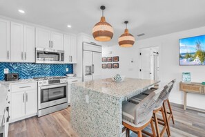 House, 3 Bedrooms | Private kitchen | Fridge, coffee/tea maker, toaster - The Bea's Knees 3 Bedroom Home by RedAwning (Anna Maria)