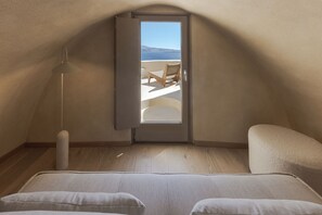 Luxury House, 1 Bedroom, Hot Tub, Ocean View | Living area | Flat-screen TV - Caldera's Dream Cave House with hot tub (Santorini)