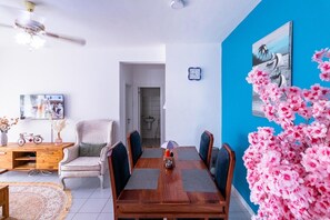 Luxury Apartment, Ocean View | Living area | 43-inch Smart TV with satellite channels, Netflix, pay movies - Ocean View 2 bed apartment (Kombeni)