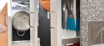 Bright, comfy, industrial looking