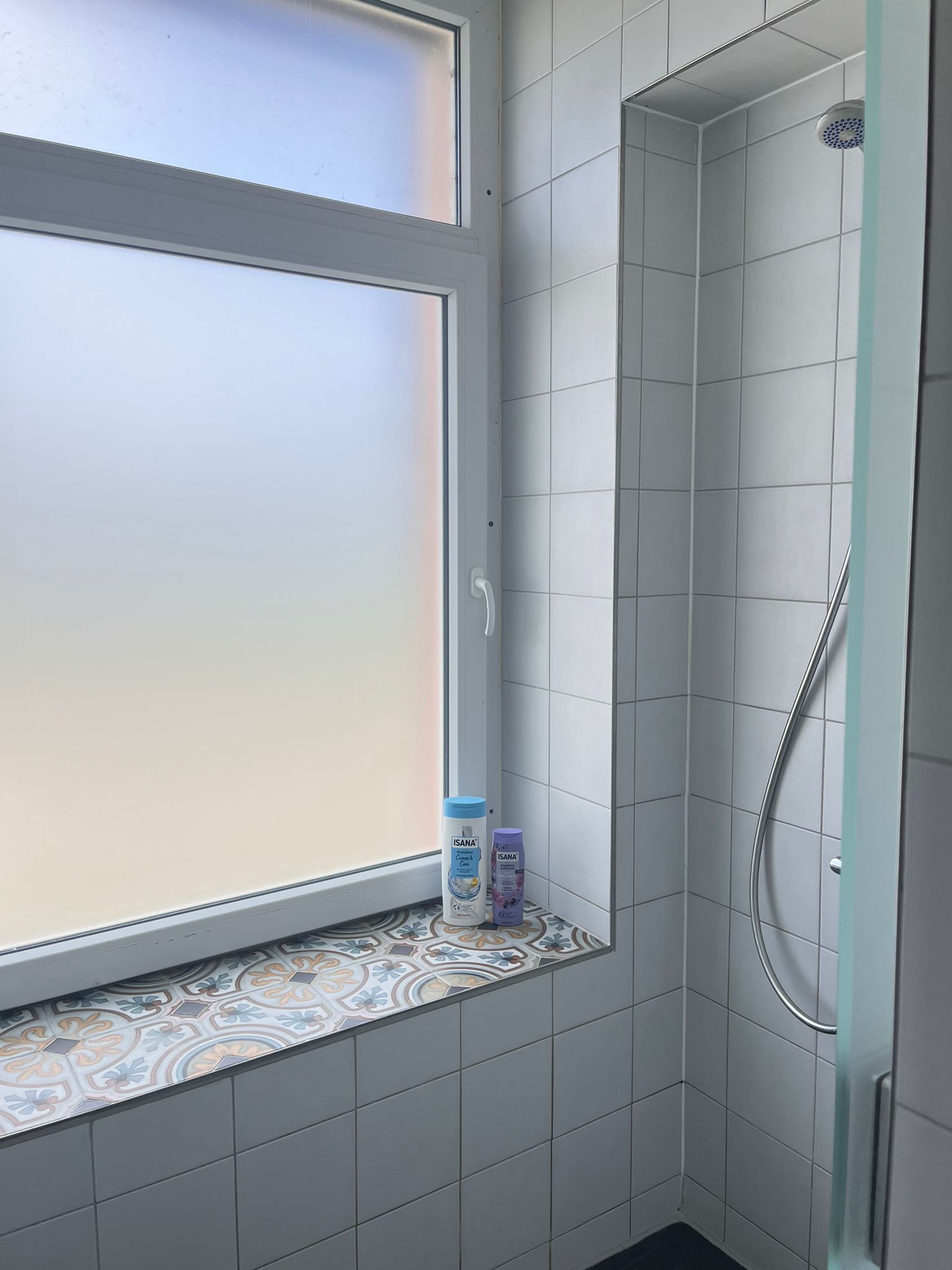 Douche, serviettes fournies, savon, shampoing