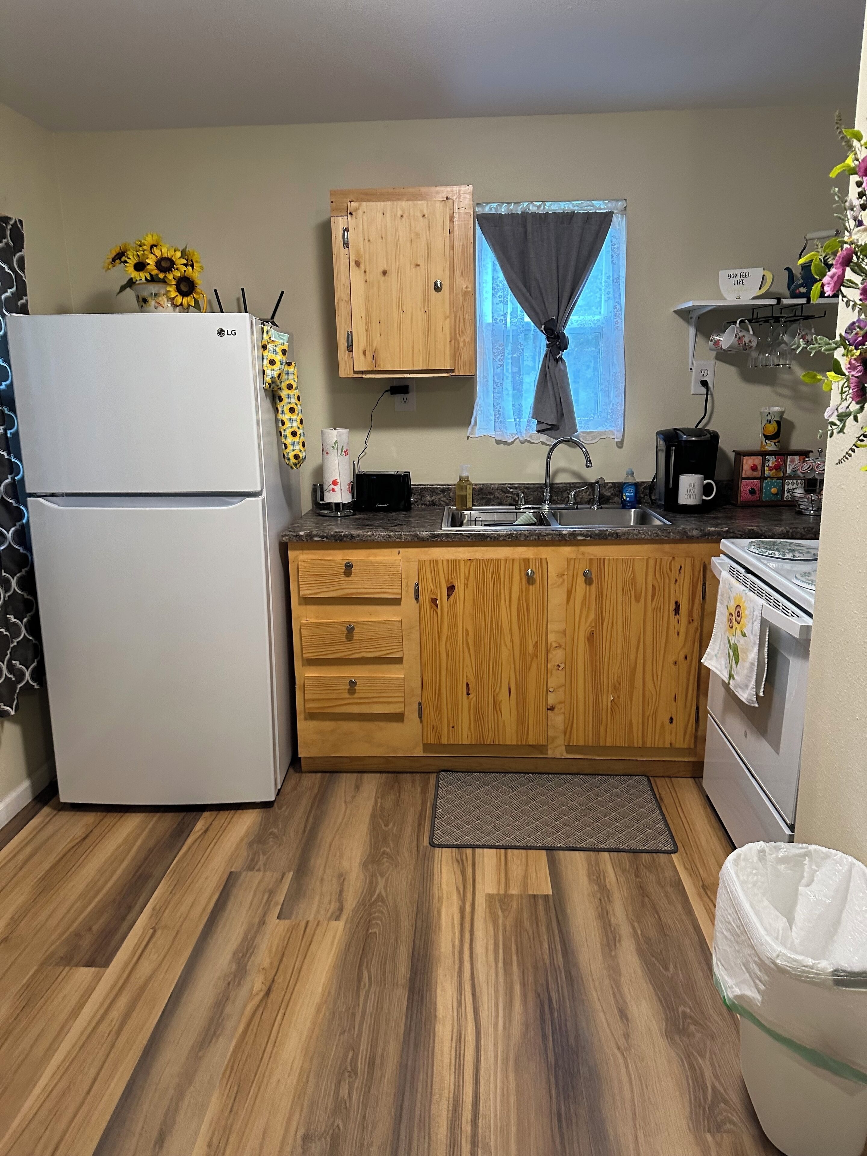 Mikrobølgeovn, ovn, kokeplater og kaffetrakter/tekoker