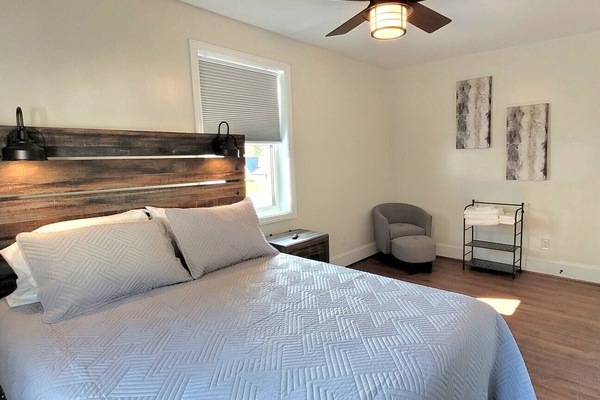 Queen-sized bed in room 2.