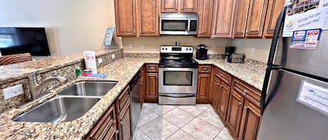 Condo, Multiple Beds, Patio, Pool View (Laguna Breeze E) | Private kitchen | Coffee/tea maker