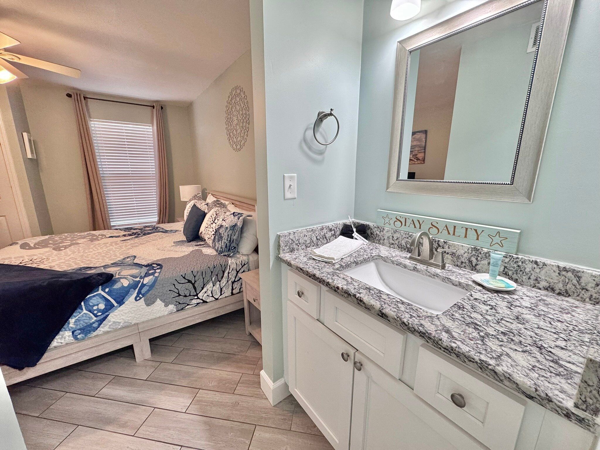 2 bedrooms, individually decorated, individually furnished, bed sheets