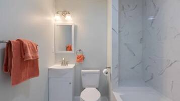 Shower, soap, toilet paper