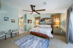 4 bedrooms, desk, iron/ironing board, travel cot