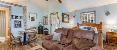 Televisión, chimenea, reproductor de DVD y libros