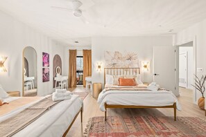 4 bedrooms, desk, iron/ironing board, travel cot