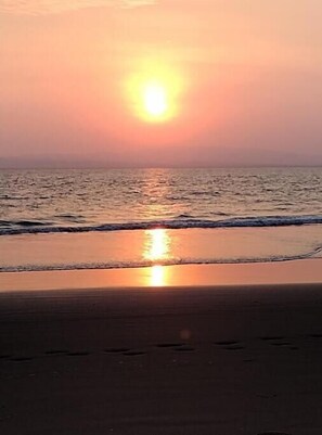 On the beach, beach towels