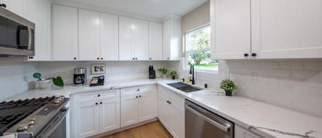 Fridge, microwave, oven, dishwasher