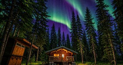 Private Aurora Log Cabin in Fairbanks Northern Lights Views
