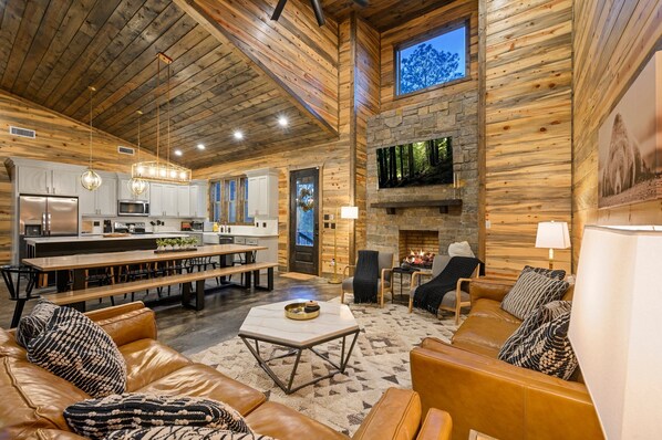 Smart TV, fireplace, video games