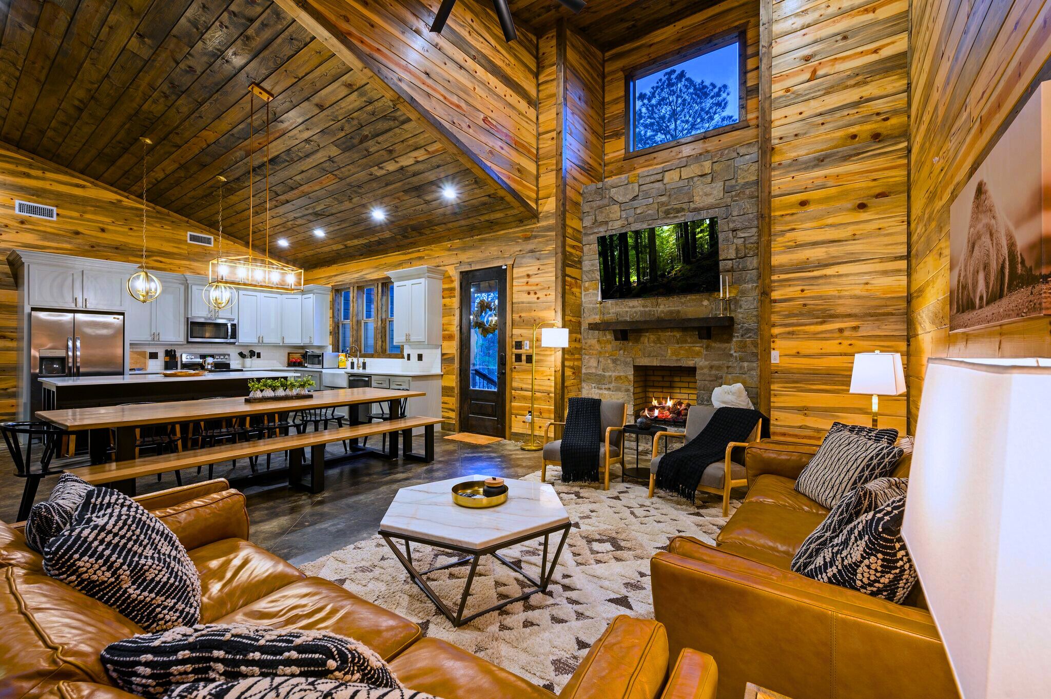 Smart TV, fireplace, video games