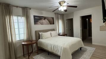 2 bedrooms, desk, iron/ironing board, travel crib