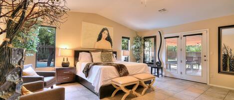 4 bedrooms, desk, iron/ironing board, travel cot