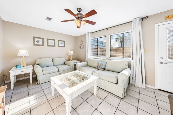 Living room with queen sofa bed
