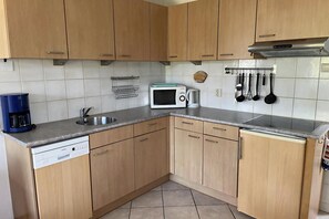 Fridge, microwave, stovetop, dishwasher