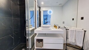 Hair dryer, towels