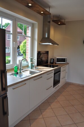 Kühlschrank, Mikrowelle, Herdplatte, Geschirrspüler