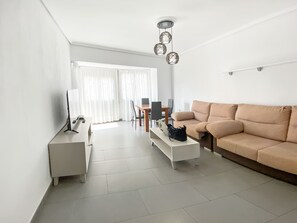 Perhehuoneisto | Oleskelualue | 50–tuumainen äly-TV, jossa satelliittikanavat