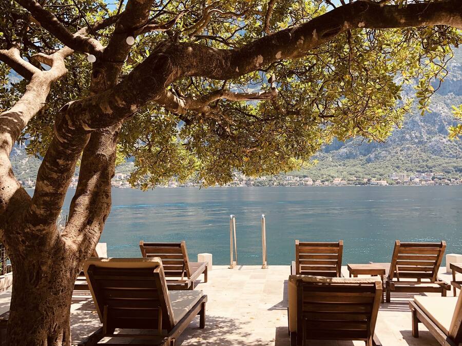 Private beach, sun loungers, beach umbrellas