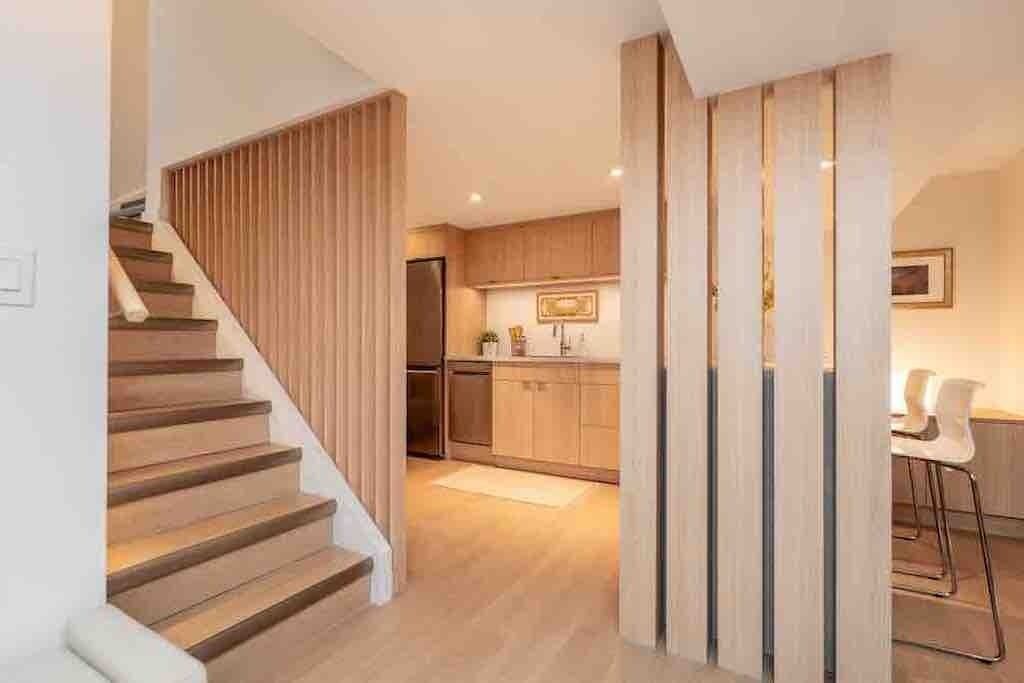 Eight stairs take you to the lower level suite that is all yours.