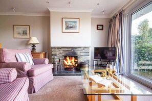 TV, fireplace