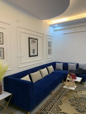 Smart TV - Neewara Residency Apartment. This apartment has 2BHK with Kitchen and balcony (Jaipur)