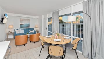 One Bedroom Suite, Full Kitchen & Private Bath | Living area | Smart TV, foosball