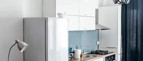 Apartment | Private kitchen | Full-size fridge, microwave, oven, coffee grinder