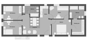 家庭聯排別墅, 4 間臥室, 花園景觀, 地面層 | 樓層平面圖