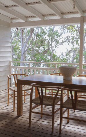 Outdoor dining - The Lakehouse - absolute waterfront retreat (Wooloweyah)