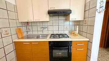 Kühlschrank, Ofen, Herdplatte, Wasserkocher mit Kaffee-/Teezubehör