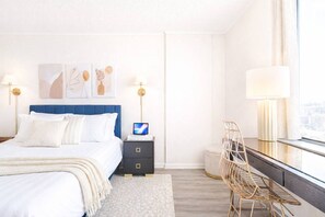 Desk, iron/ironing board, travel crib, WiFi