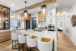 Fridge, microwave, oven, stovetop - Luxurious Beachfront Oasis w/ Private Pool & Elevator (Bolivar Peninsula)