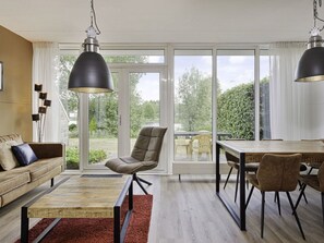 Furniture, Table, Wood, Interior Design, Window, Shade, Architecture, Lamp, Couch - Beautiful  villa for 6 guests with pool, WIFI, TV, terrace and pets allowed (Vlagtwedde)