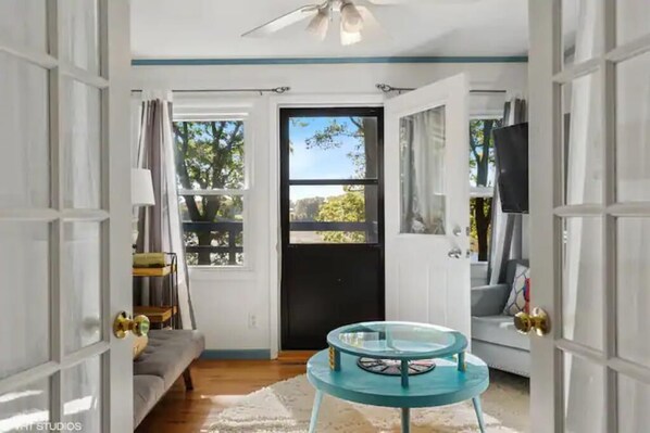 Living area - the Blue Acorn. Renovated french country house (La Porte)