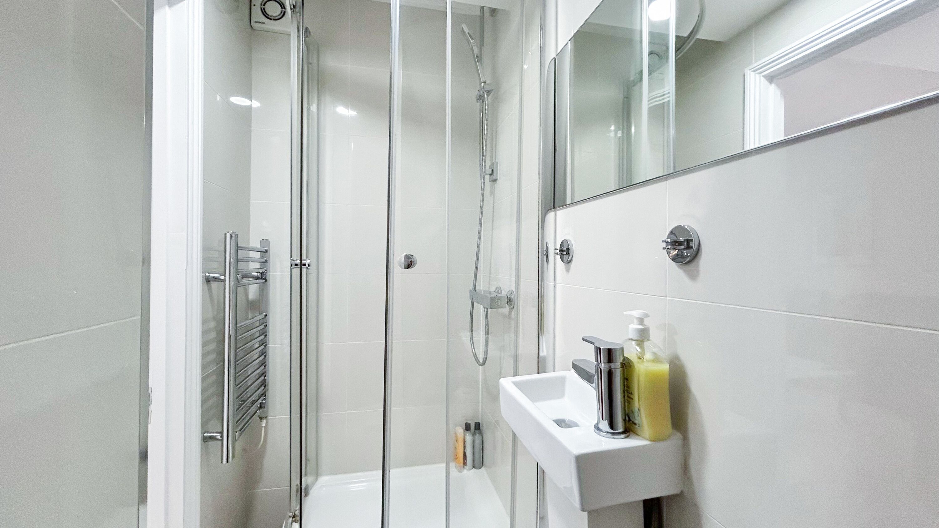 Eco-friendly toiletries, hair dryer, towels