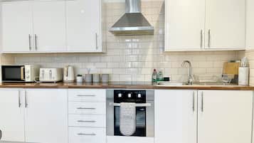 Fridge, microwave, oven, toaster