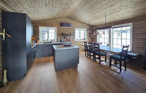 Fridge, dishwasher, cookware/dishes/utensils