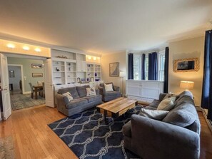 Télévision, cheminée, lecteur de DVD