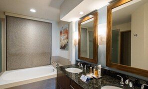 Hair dryer, bidet, towels, soap