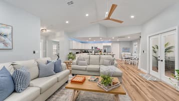 Smart TV, foosball, books