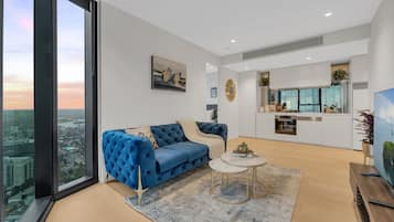 55-inch flat-screen TV with cable channels