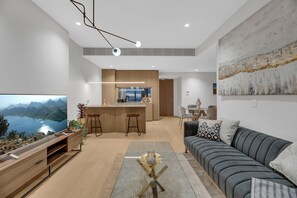 55-inch flat-screen TV with cable channels