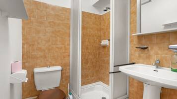 Regadera, secadora de cabello, toallas