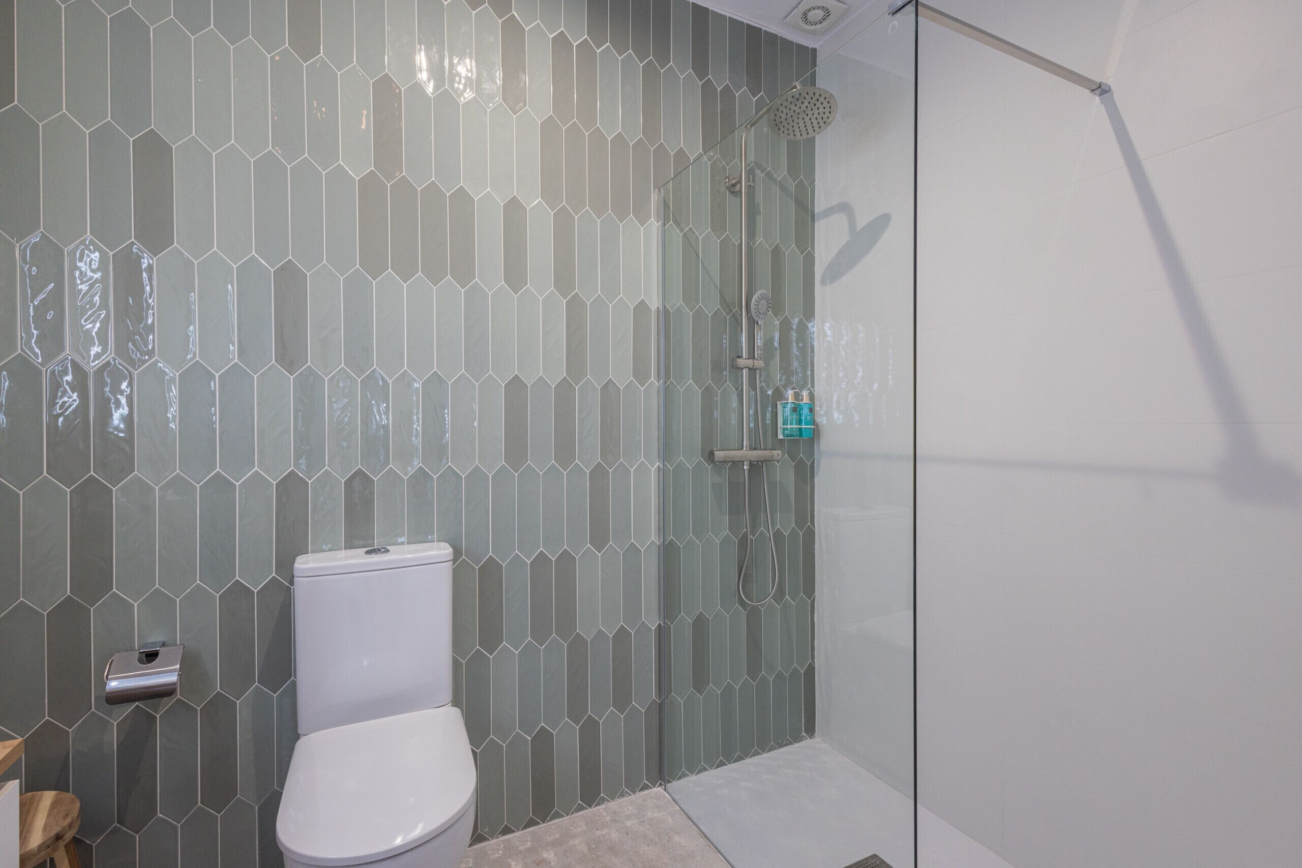 Een douche, een haardroger, handdoeken