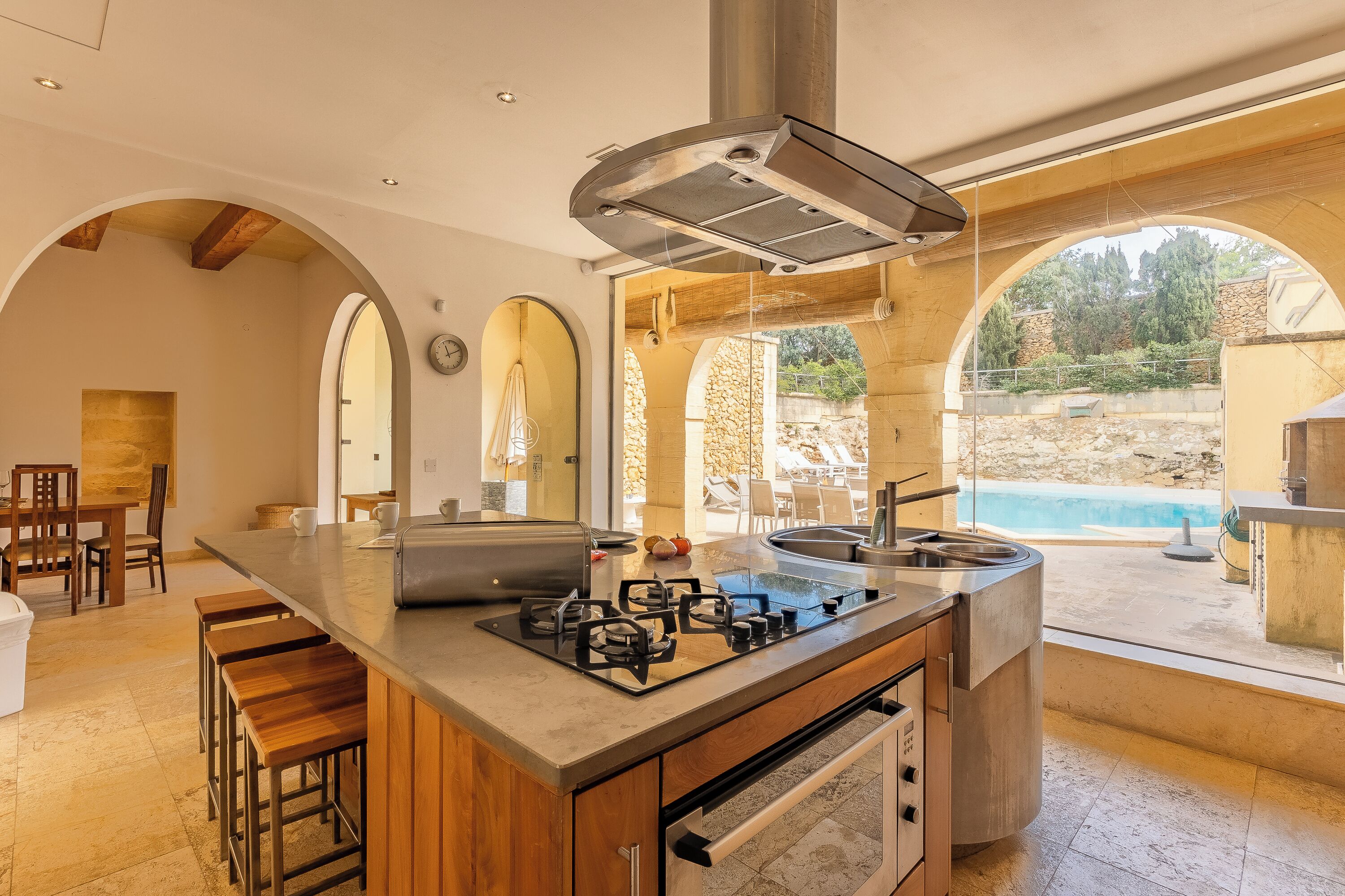 Family House, Multiple Bedrooms (OneFifty Gozitan Villa and Pool) | Private kitchen | Fridge, microwave, oven, stovetop